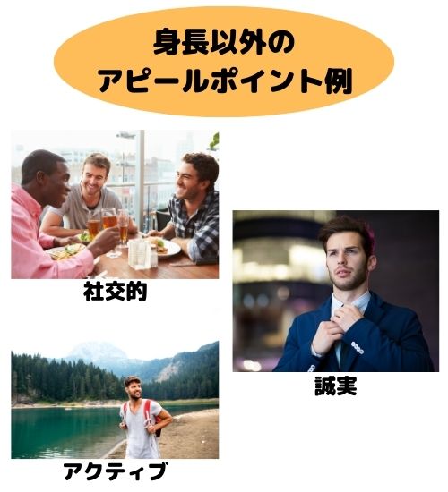 身長以外のアピールポイント例