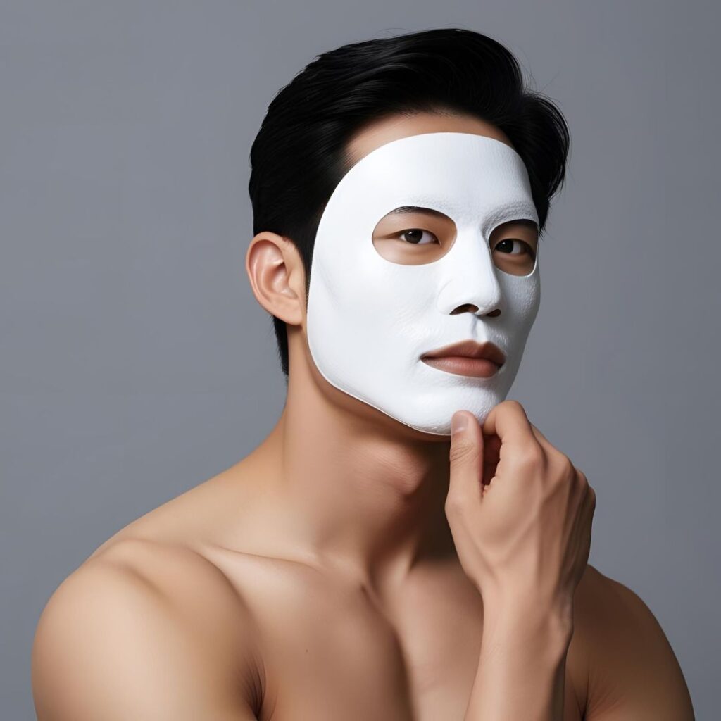 美容用パックをしている男性