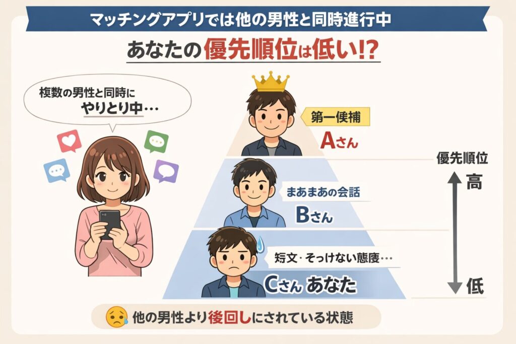 他の男性とやりとりしており優先順位が低い
