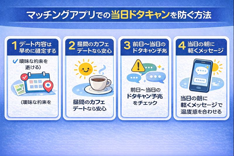 マッチングアプリでの当日ドタキャンを防ぐ方法