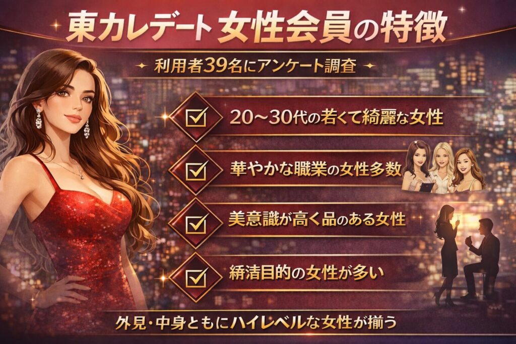 東カレデートの女性会員の特徴