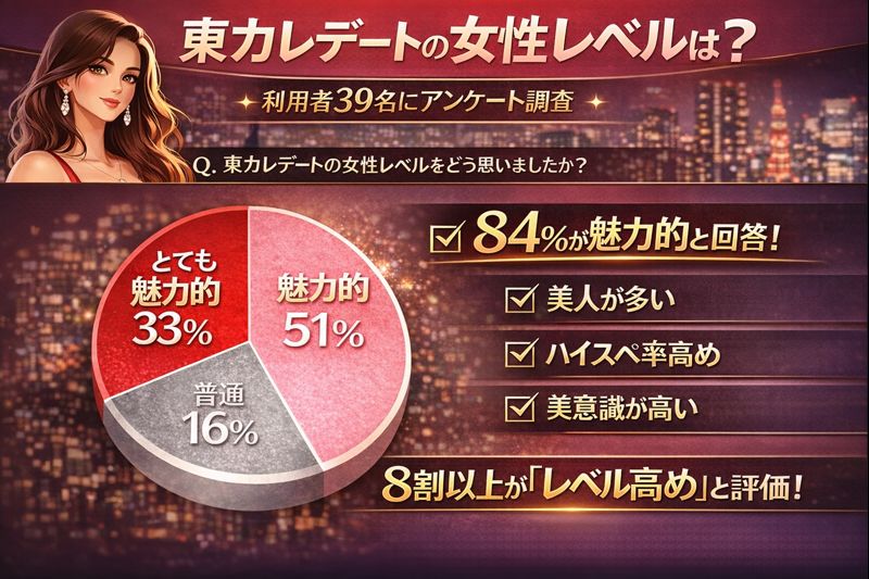 東カレデートの女性レベルを利用者に聞いてみた