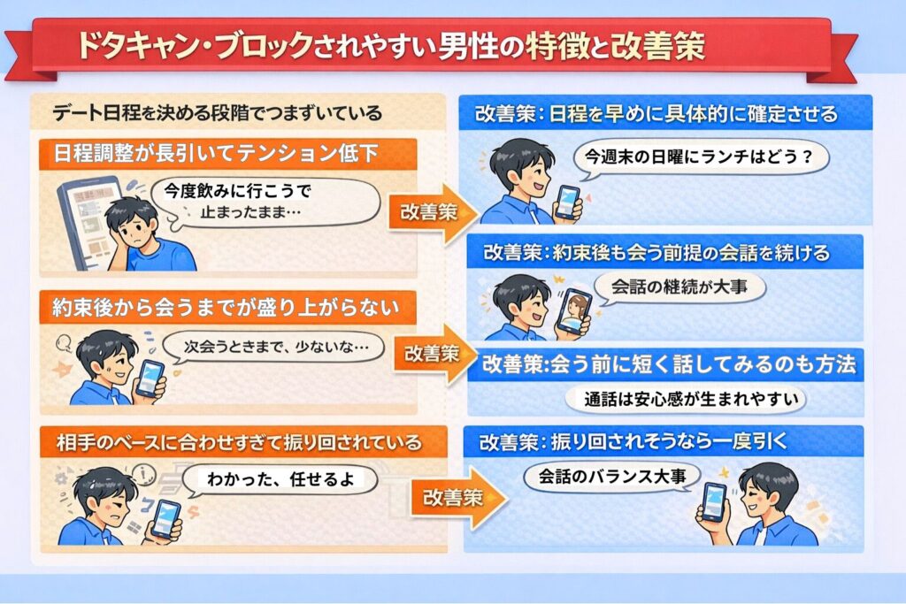 ドタキャン・ブロックされやすい男性の特徴と改善策