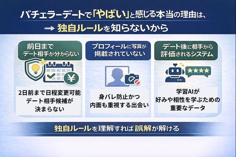 バチェラーデートで「やばい」と感じる本当の理由は、独自ルールを知らないから