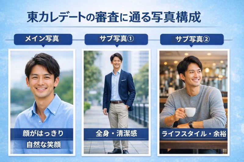 東カレデートの審査に通る写真構成