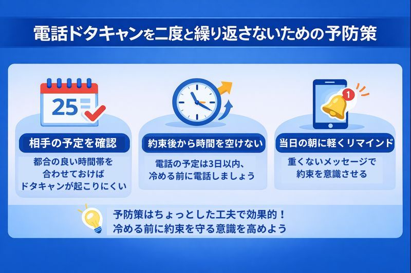 電話ドタキャンを二度と繰り返さないための予防策