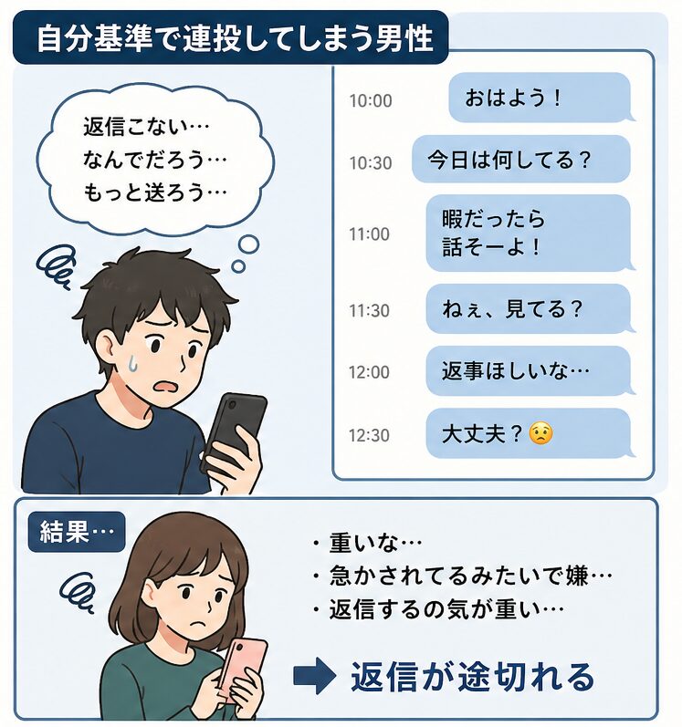 自分基準で連投してしまう男性