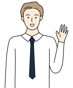 挨拶する男性